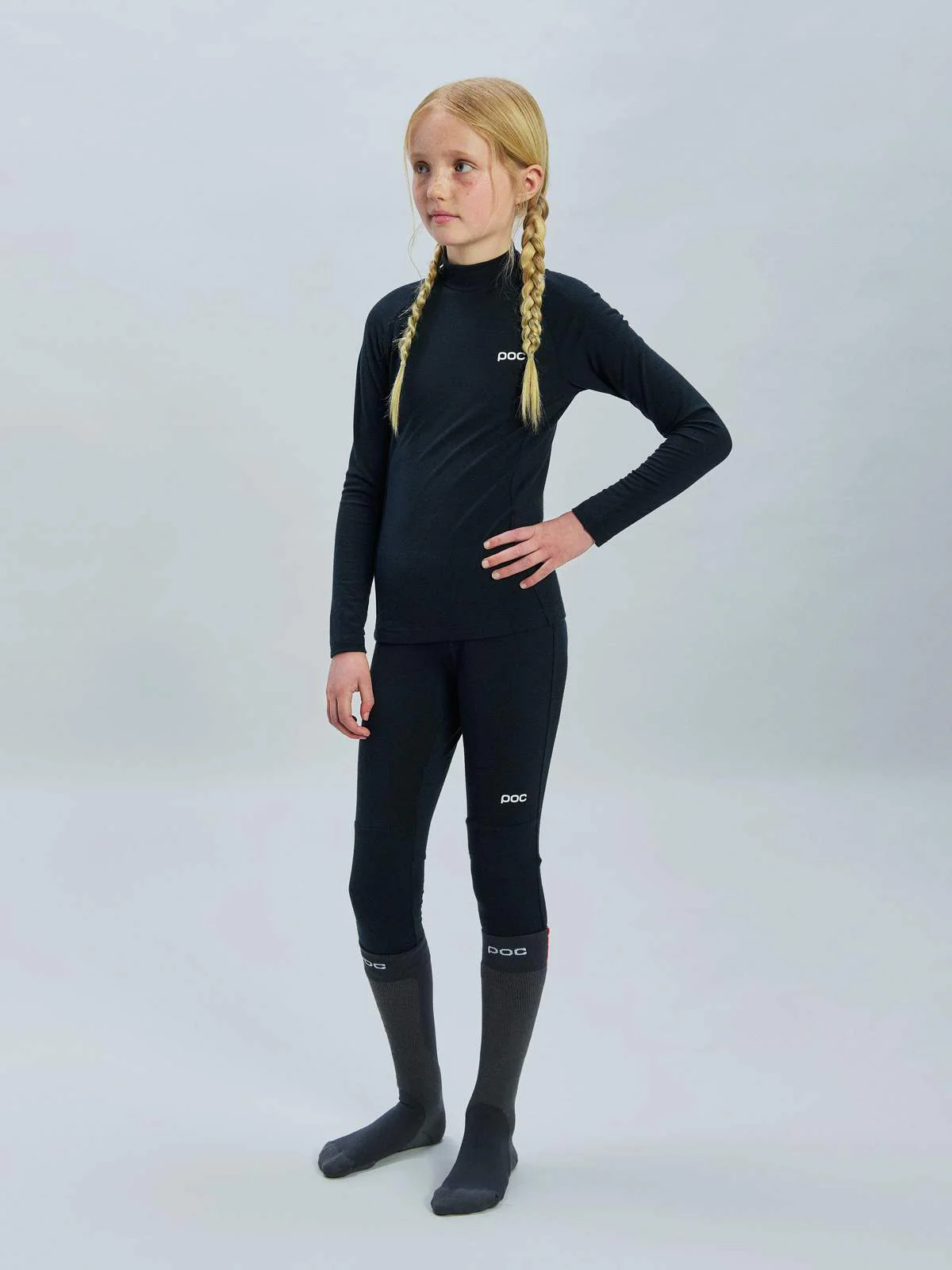 Legginsy dla dzieci termoaktywne POC Y's Layer Merino 3/4 Tights - Uran. Black - Image 2