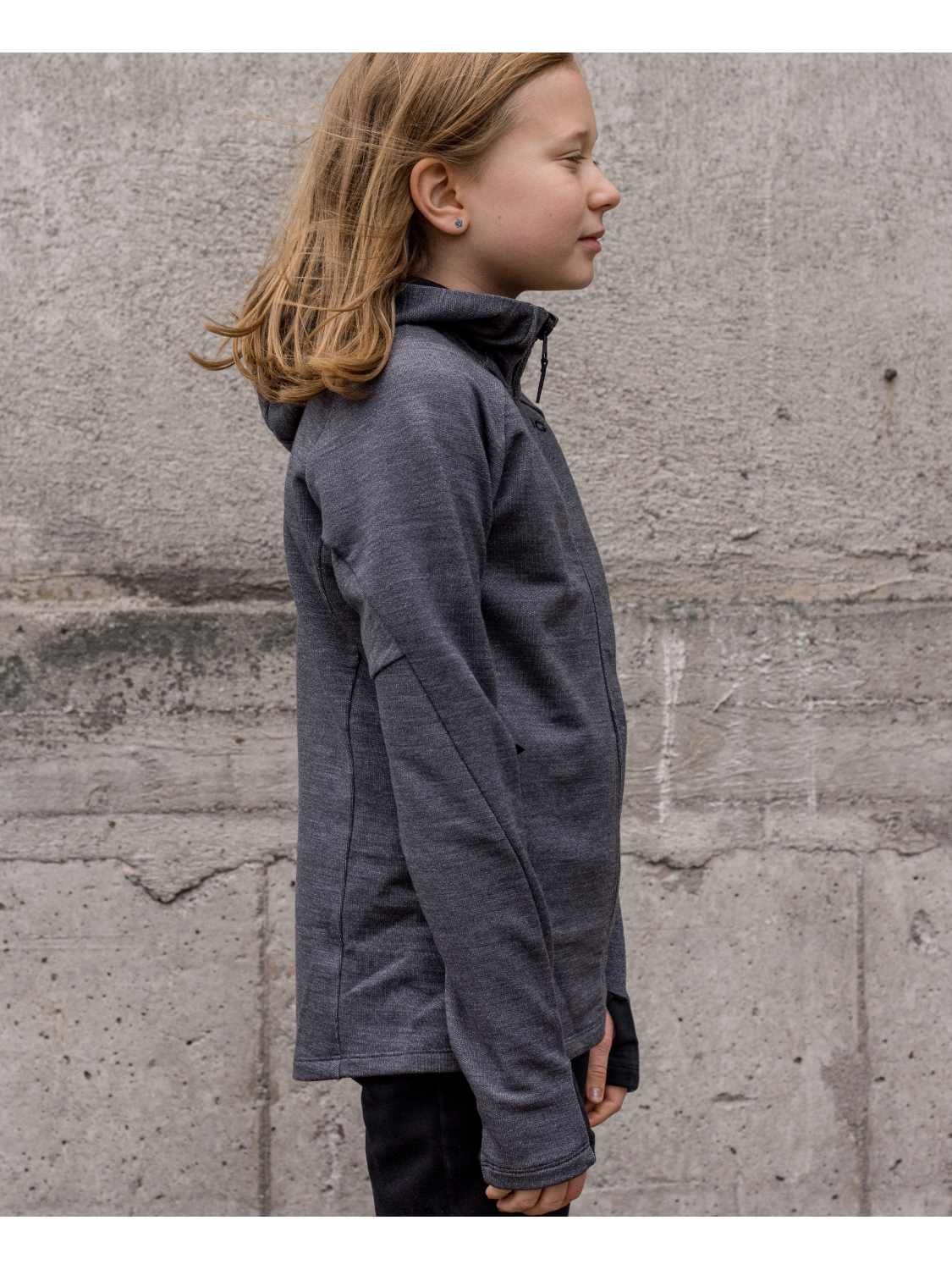 Bluza POC MERINO ZIP HOOD JR - Sylv. Grey Melange - Image 3