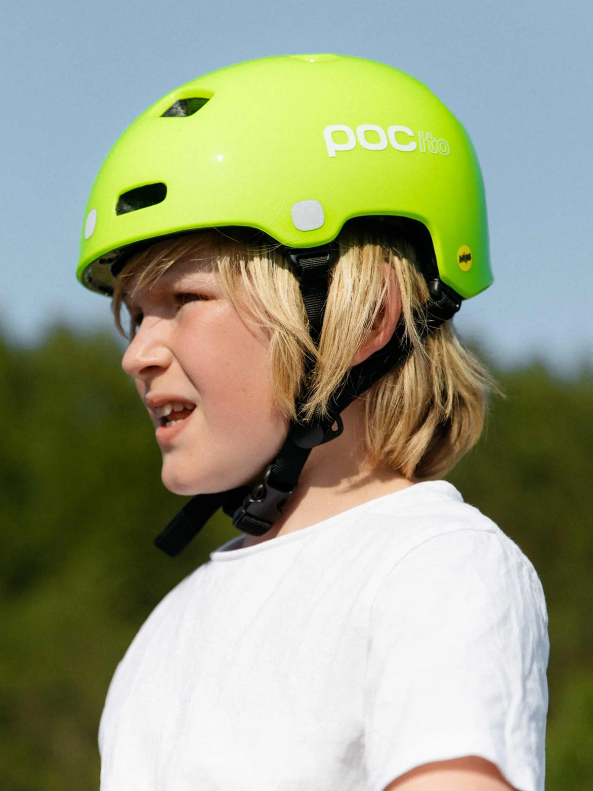 Kask rowerowy POCITO CRANE MIPS - Fluo. Yellow/Green - Image 2