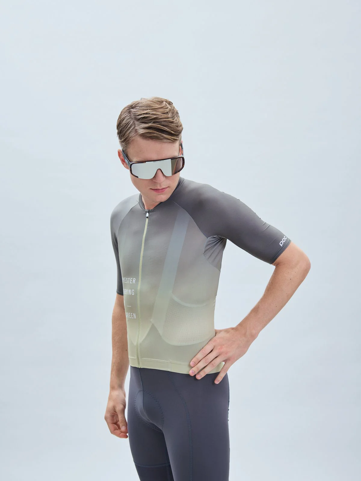 Koszulka rowerowa POC M's Pristine Print Jersey - Gradient Prehnite Green - Image 2
