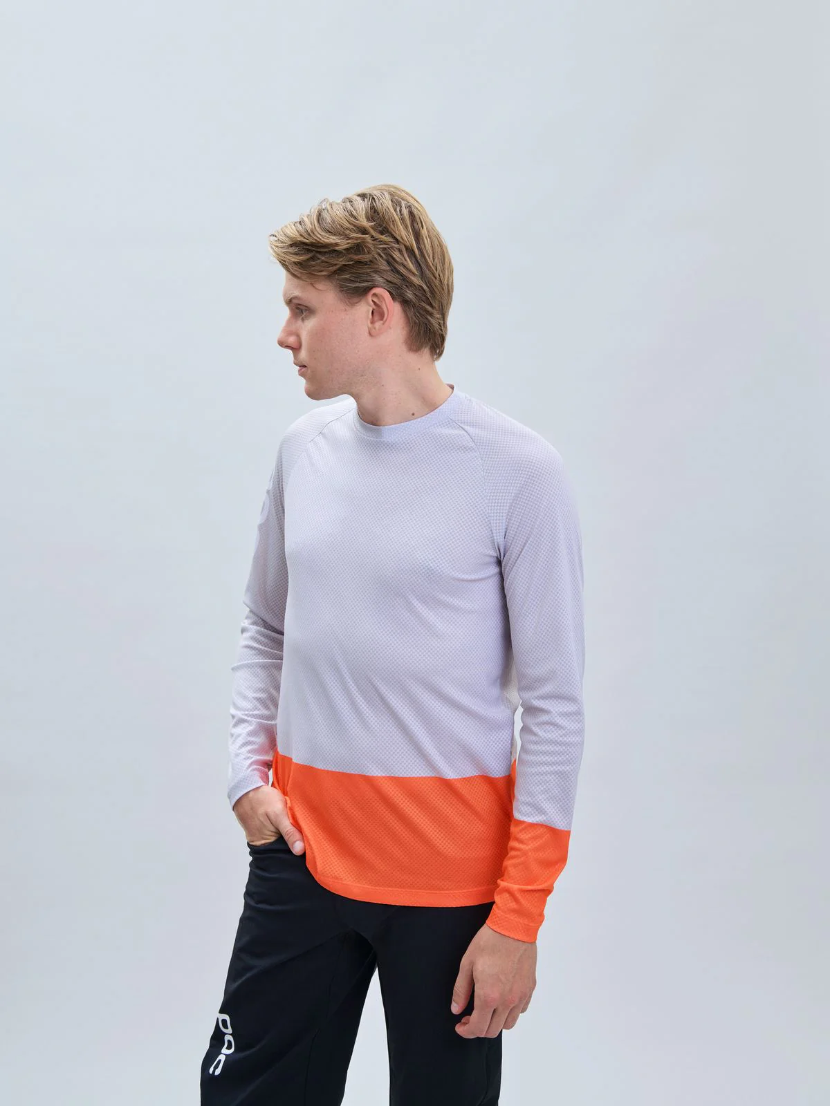 Koszulka rowerowa POC MTB Pure LS Jersey - Granite Grey/Zink Orange - Image 2