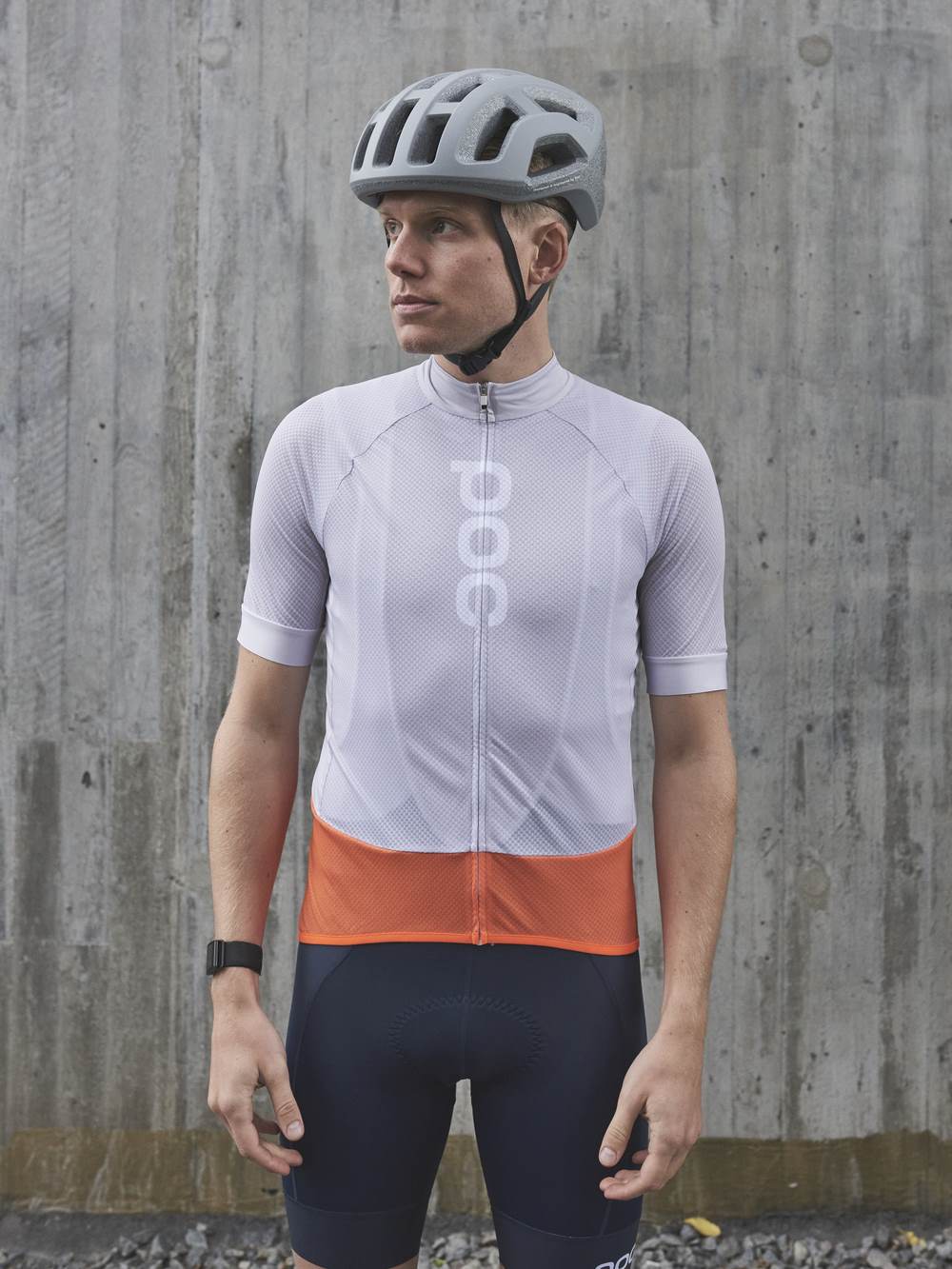 Koszulka rowerowa POC M's ESSENTIAL ROAD LOGO Jersey - Granite Grey/Zink Orange - Image 2