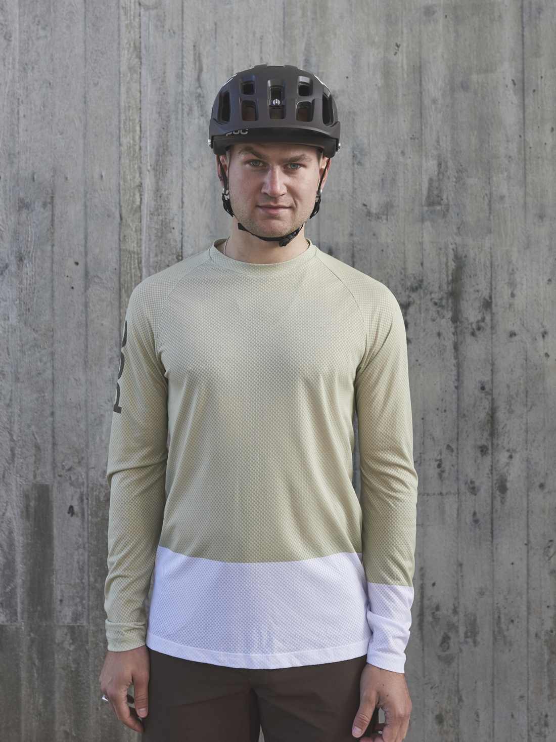 Koszulka rowerowa POC MTB PURE LS - Prehnite Green/Hydr. White - Image 2