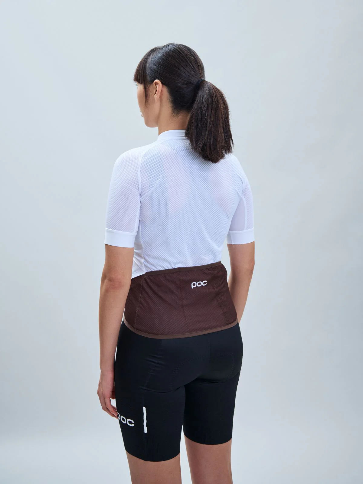 Koszulka rowerowa POC W's Essential Road Logo Jersey - Hydr. White/Axinite Brown - Image 3