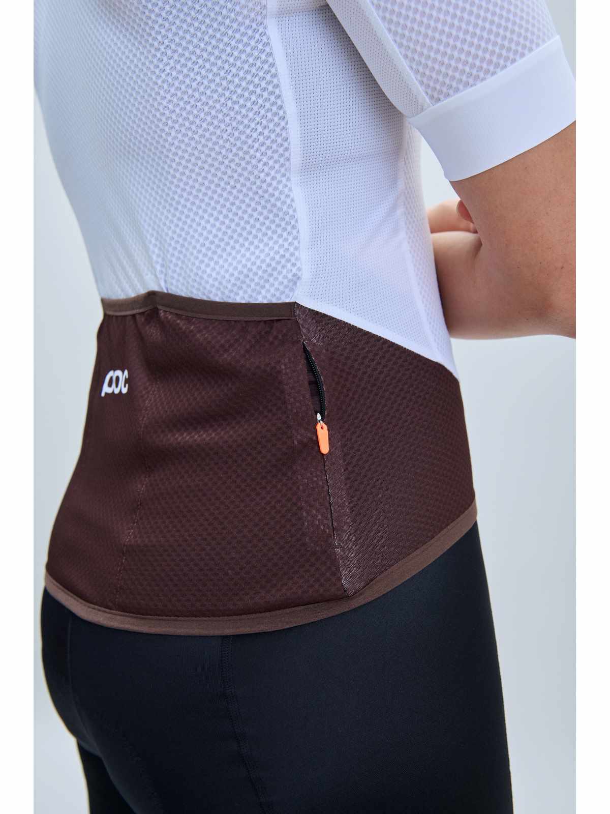 Koszulka rowerowa POC W's Essential Road Logo Jersey - Hydr. White/Axinite Brown - Image 4
