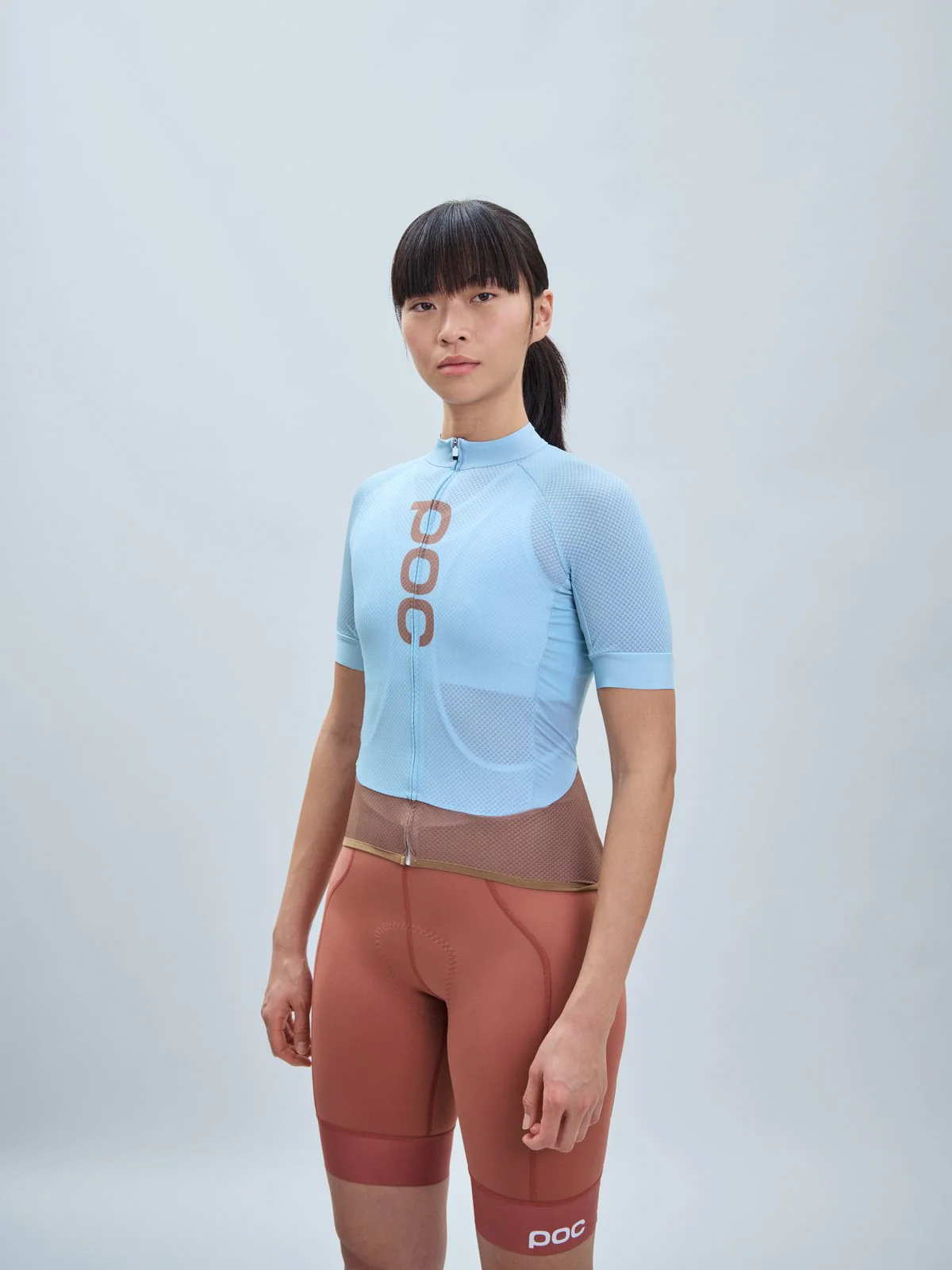 Koszulka rowerowa POC W's Essential Road Logo Jersey blue - Mineral Blue/Jasper Brown - Image 2