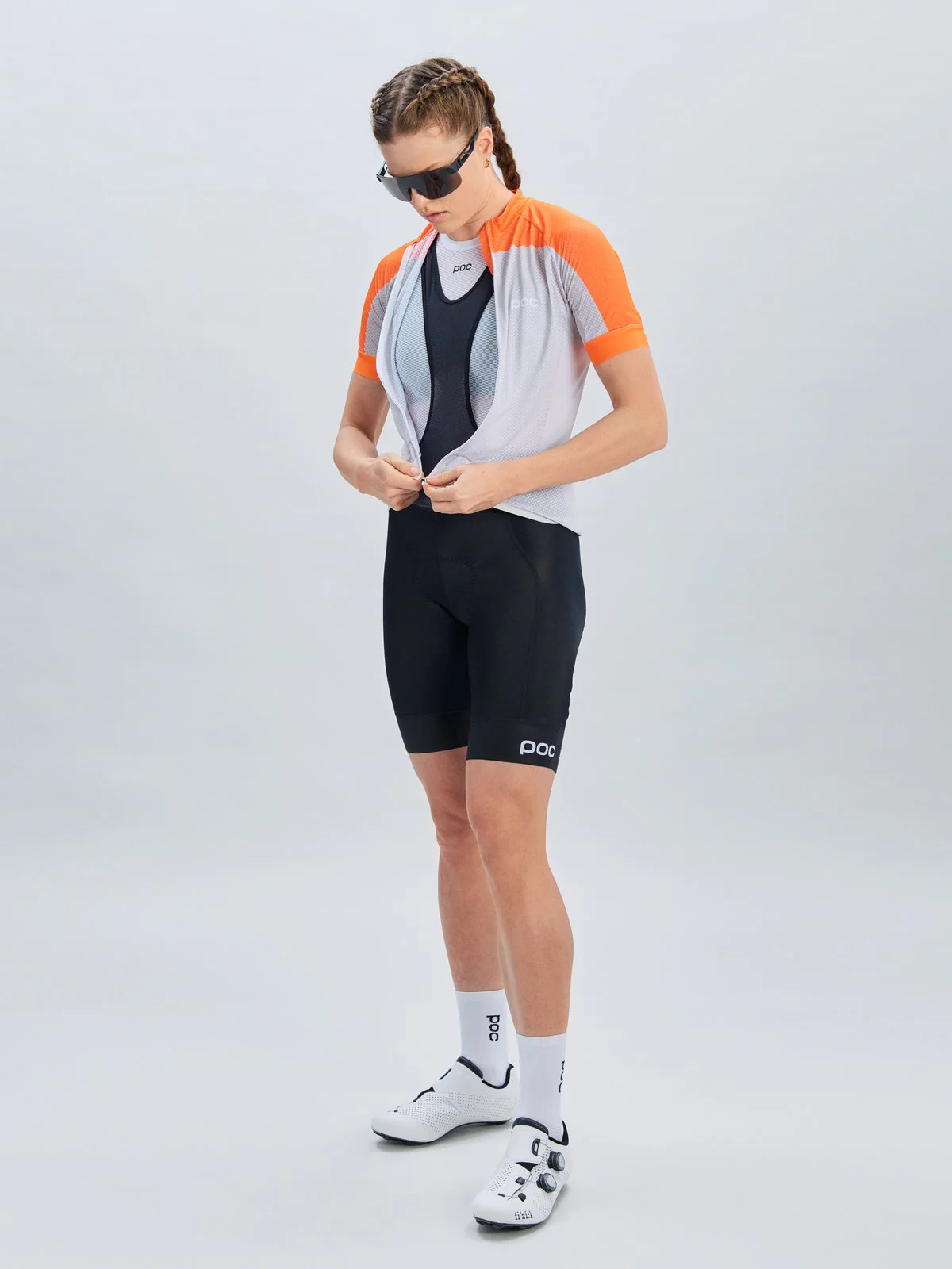Koszulka rowerowa POC W's Essential Road Logo Jersey - Zink Orange/Gra. Grey - Image 3