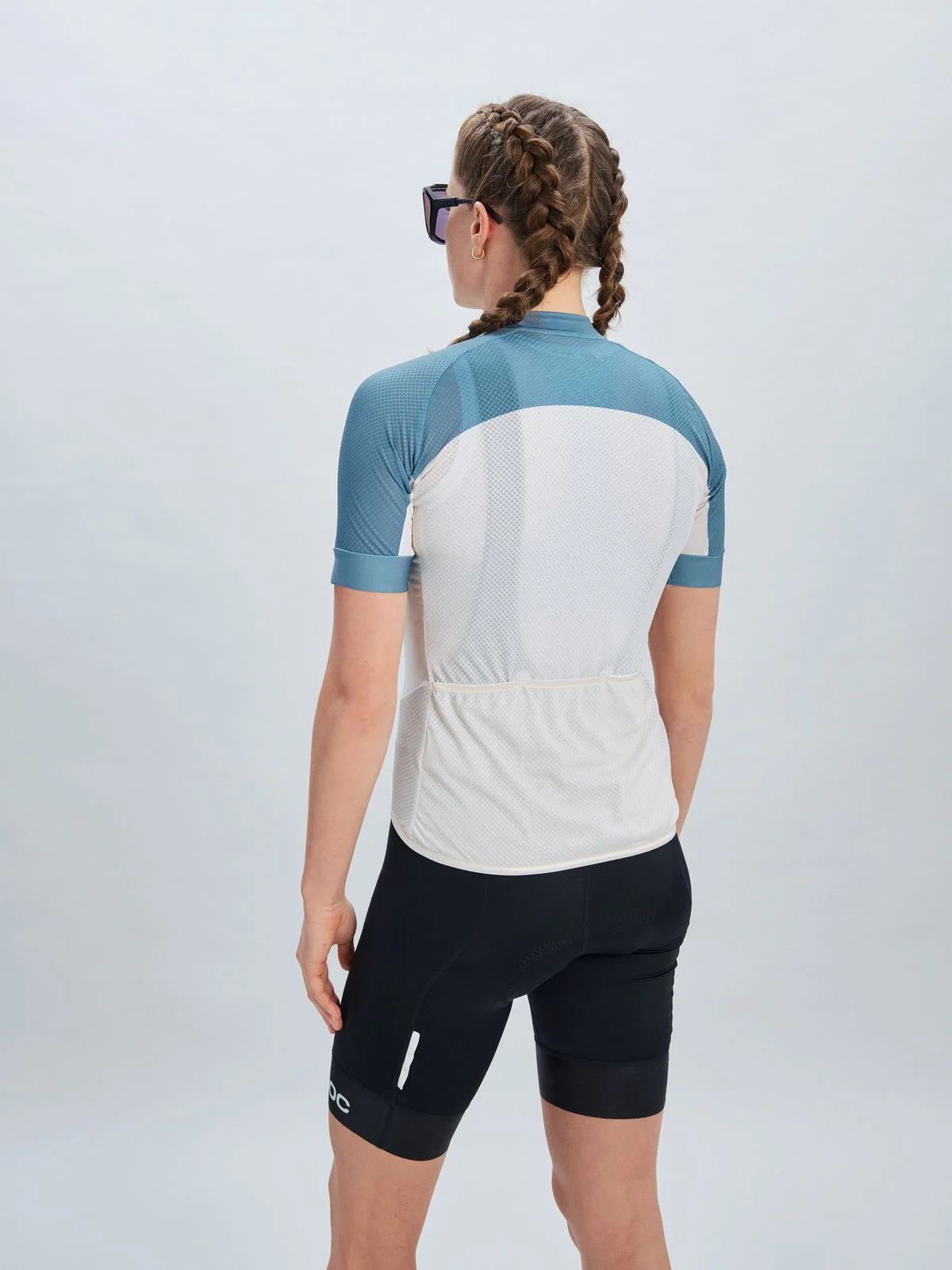 Koszulka rowerowa POC W's Essential Road Logo Jersey - Oke. Off-White/Cal. Blue - Image 3