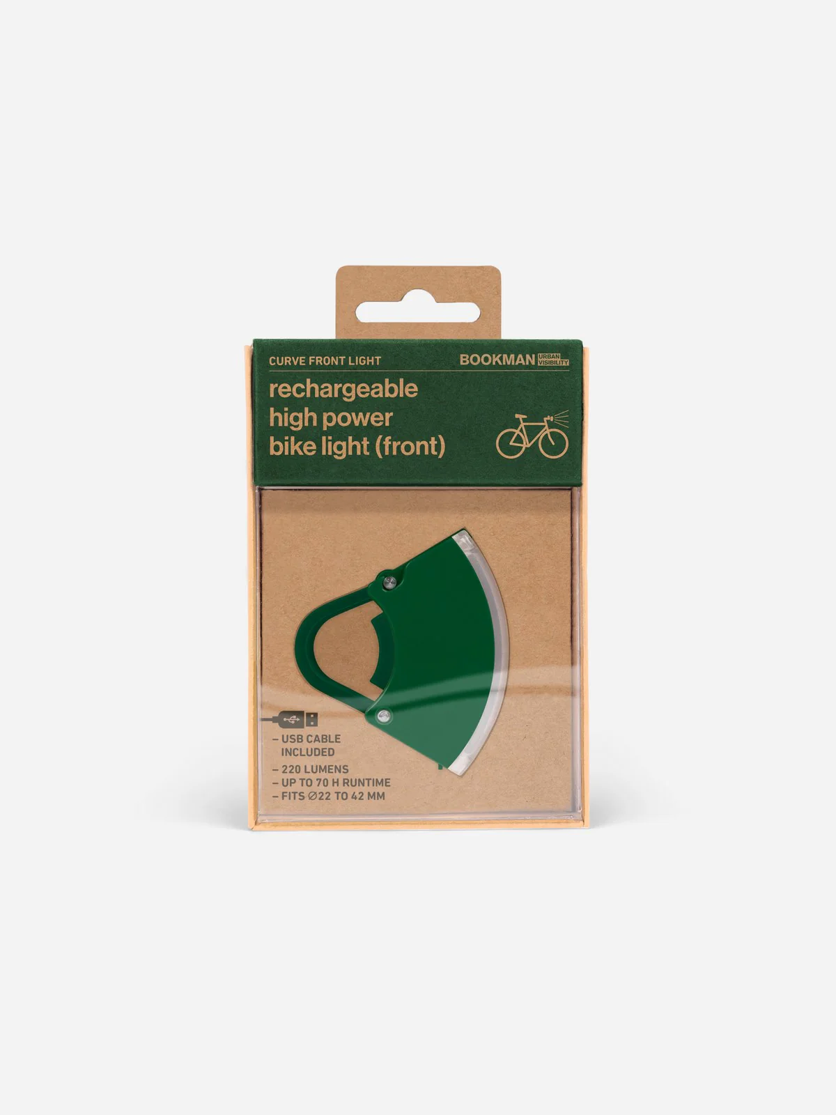 Lampka rowerowa BOOKMAN Curve Front Light 220lm zielony - Image 3