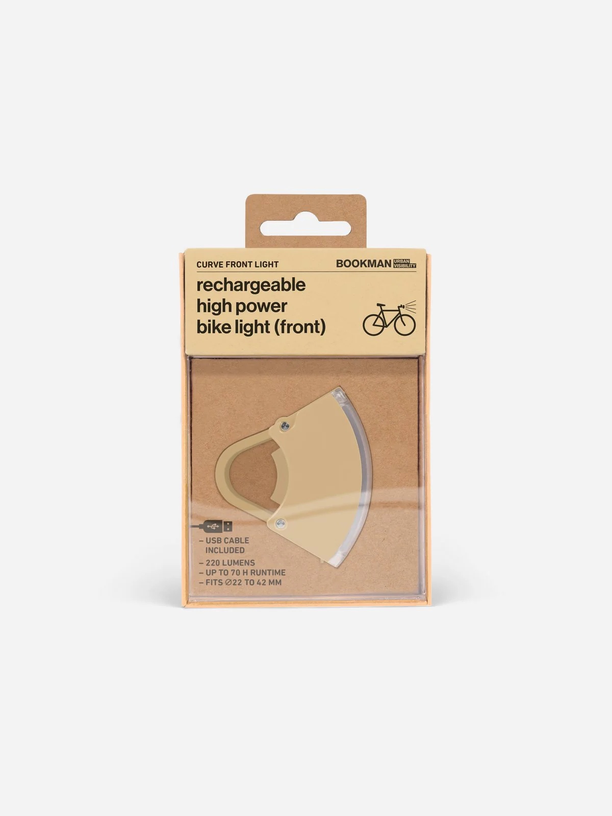 Lampka rowerowa BOOKMAN Curve Front Light 220lm beżowy - Image 4
