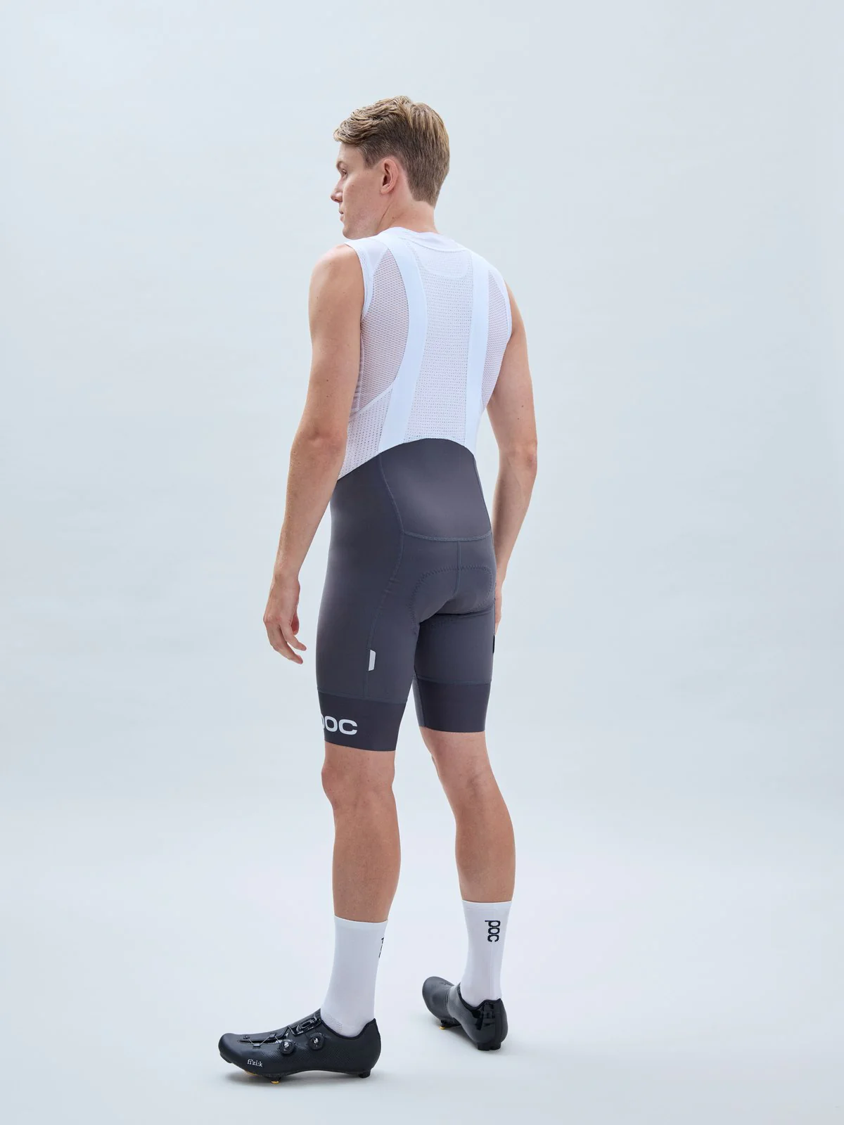 Spodenki rowerowe POC Essential Road VPDs Bib Shorts - Sylvanite Grey/Hydr. White - Image 3