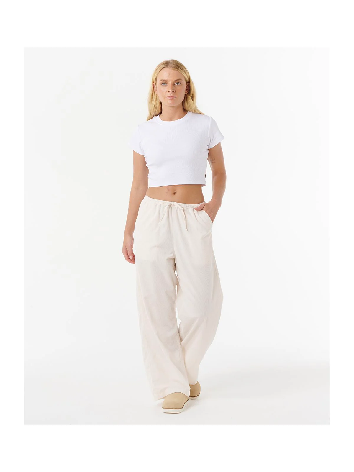 Spodnie damskie RIP CURL Keepsakes Washed Cord Pant beżowe - Image 3